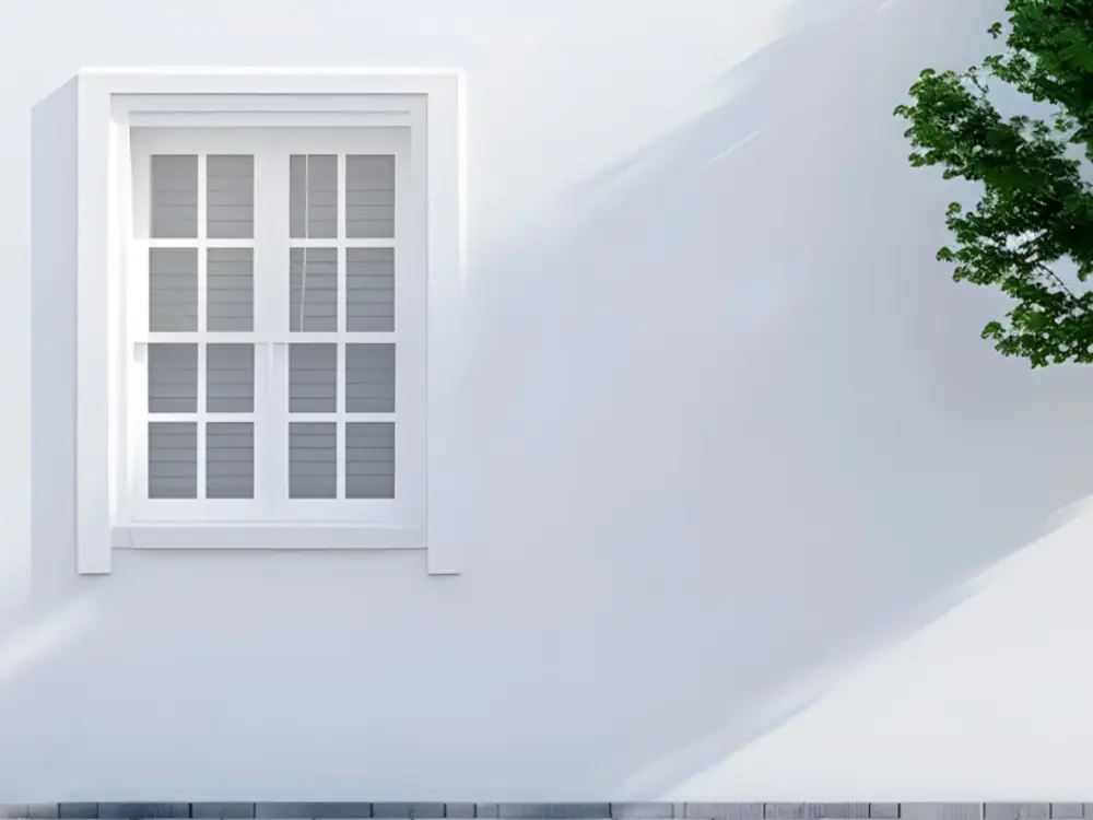 Helle, frisch beschichtete Hausfassade
